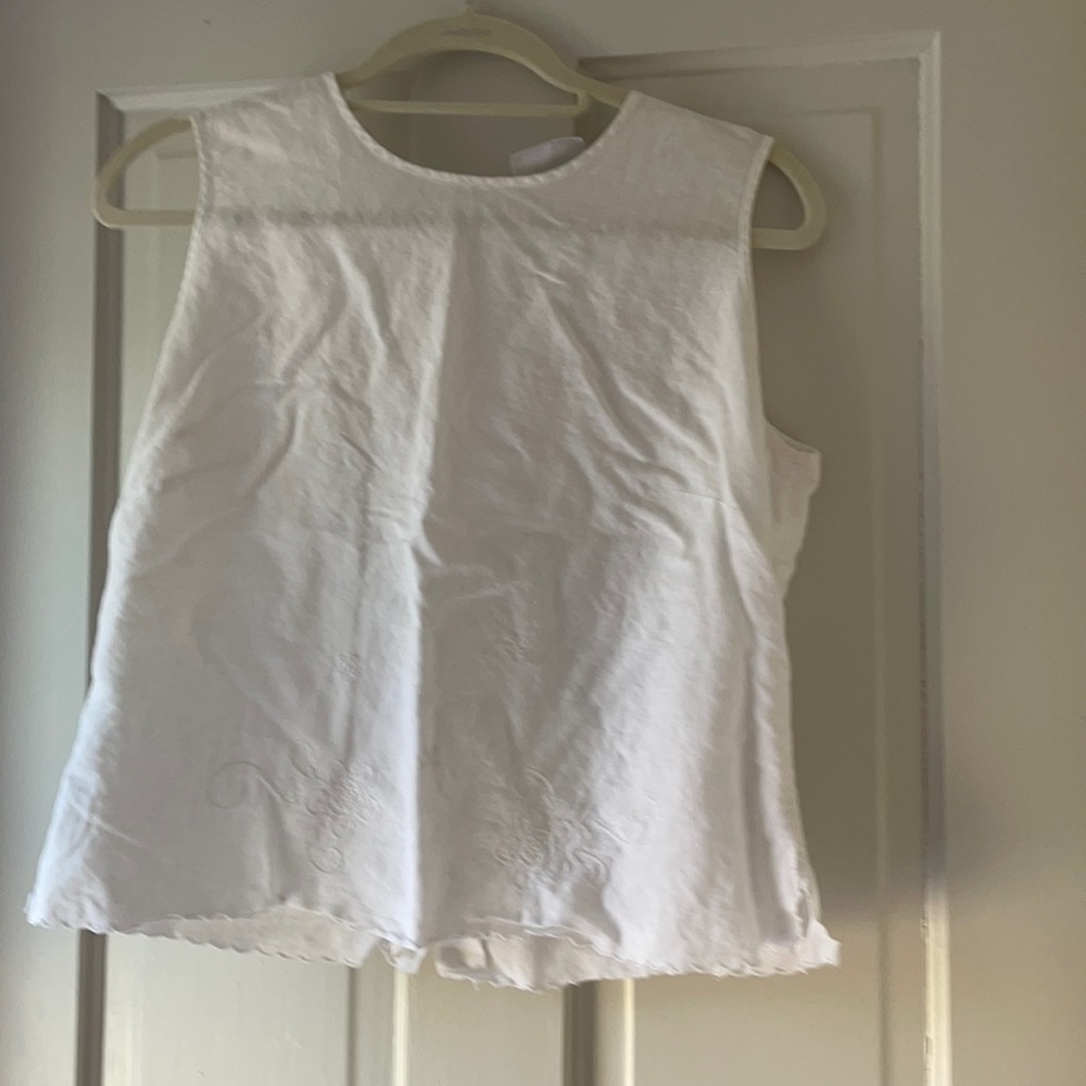 Vintage linen embroidered tank top
